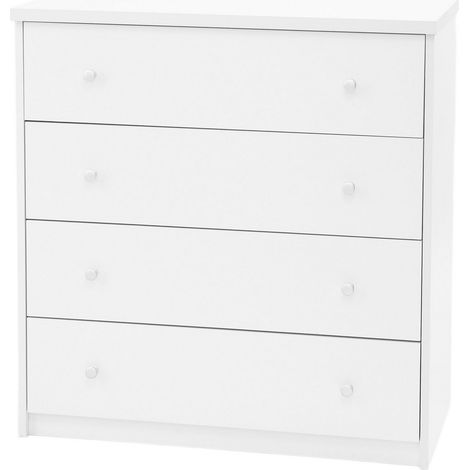 4 Drawer Chest of Drawers - Metal - L41.5 x W83.8 x H87.4 cm - White - Flat Packed