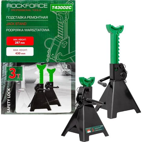 2 Wagenheberständer, 3 t, 295-415 mm, mit Rockforce-Verriegelung