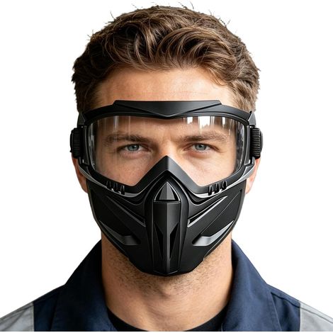 Masque de protection faciale anti-buée Écran facial coupe-vent avec Cache-Visage De Protection Faciale Réglable 2 En 1 Pour Hommes Vélo Travail Et Soudure (1/5)