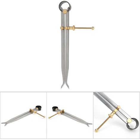 Compas à ressort acier carbone trempé, branches plates laiton, pour traçage intérieur 200mm (1/5)