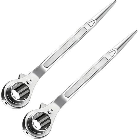 Lot de 2 clés à cliquet pour construction d'échafaudage 19/22 mm, clé d'échafaudage commutable droite/gauche en CR-V, cliquet d'échafaudage avec phosphatation noire résistante à la corrosion (1/5)