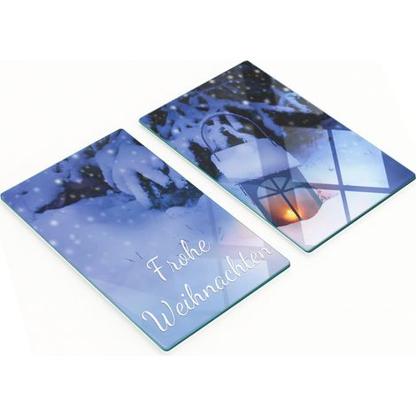 Tablas de servir de cristal para cocina con motivos navide帽os, 2 x 30 x 52 cm.