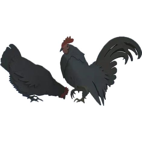 2 Stück Stereo-Gartenhahn, schwarzer Hühner-Erdungsstecker, dekorativer Gartenzaun im Freien, 22,5 x 12 cm und 26 x 19 cm, schwarz