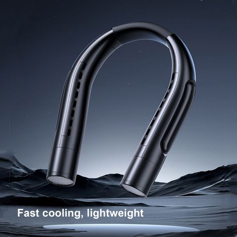 Portable Neck Fan 3 Speed Quiet Long Lasting Rechargeable Wearable Personal Fan for Travel Beach Camping Cycling Black (1/5)