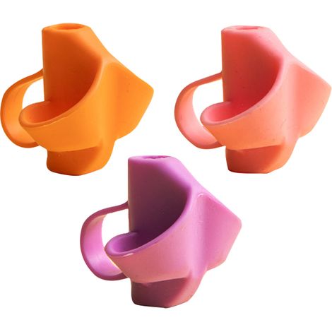 Poignées pour crayons, poignées pour crayons, aides à l'écriture pour la correction de la posture - Orange + rose + violet