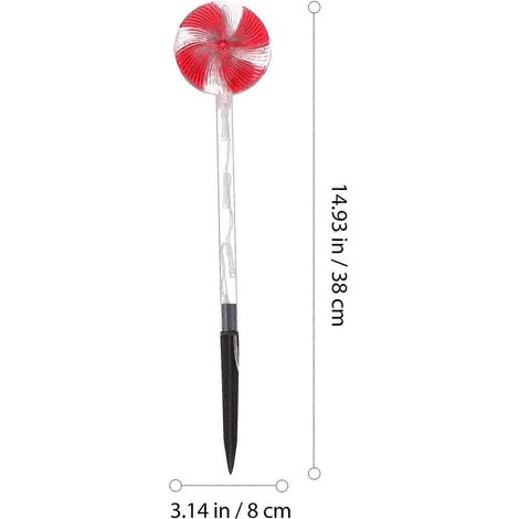 Set Dekorative Solar-Gartenlampen, bonbonförmige Gartenlampen, Weihnachtsdekoration-38X8X0.2CM-Red (1/4)