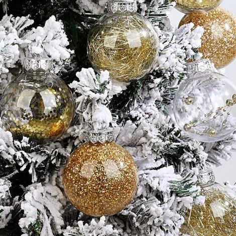 6cm 24pcs Doree Plastique Boule de Noel Interieur Sapin Deco Decoration Lot (1/4)