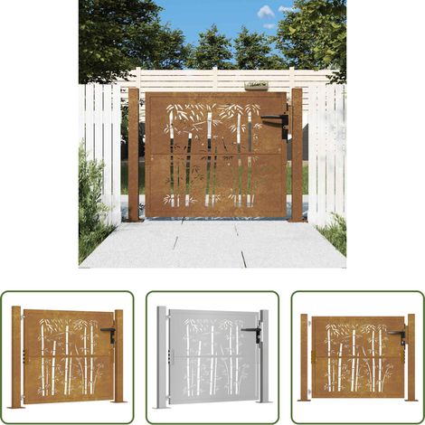 vidaXL Gartentor Bambus Design - Gartentor 100x75 cm Cortenstahl Bambus-Design (1/5)