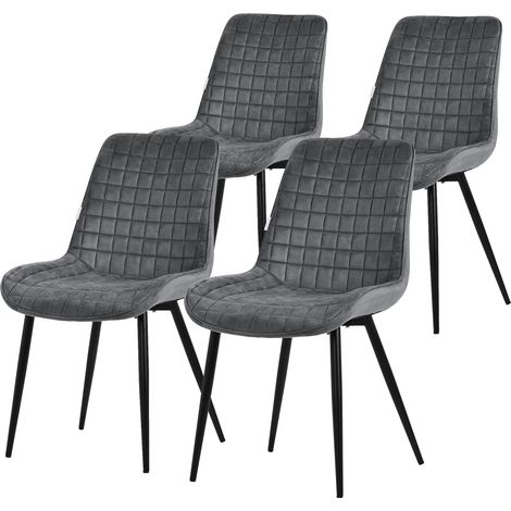 ML-Design Set di 4 Sedie per Sala da Pranzo Antracite Seduta in Velluto con Gambe in Metallo Nero Sedie da Cucina con Schienale Sedie da Soggiorno Imbottite per Ufficio Poltrone