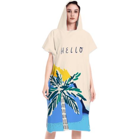 Peignoir de plage à capuche, poncho de bain double face en peluche avec fermeture éclair, peignoir de plage pour se changer après le surf (1/5)