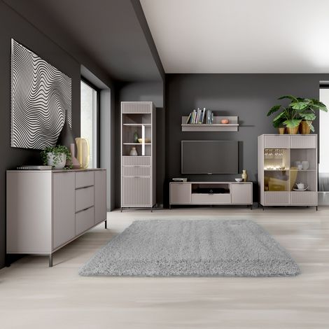Wohnzimmer Set Beige LAURO-161 modern mit Rillenoptik 5-teilig (1/5)