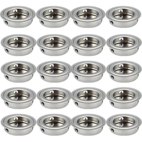 20pcs Poignées Rondes Encastrables pour Porte Coulissante, en Acier Inoxydable, Diamètre 35mm (1/4)