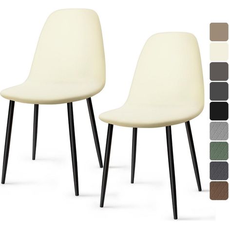 2er Set Stuhlhussen für Esszimmerstühle, Stretch, Universal, abnehmbar, waschbar, Creme-Gelb (1/5)