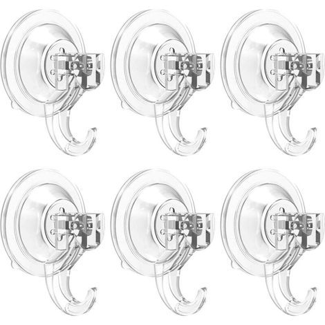 Lot de 6 Crochets à Ventouse 3 kg (max) pour Douche, Salle de Bain, Cuisine, Fenêtre, Crochets Amovibles en Plastique Très Résistants, Multi-usage pour Intérieur et Porte-serviette (1/5)