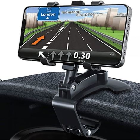 Support de Téléphone Voiture Rotation à 360 degrés, pour Tableau de Bord, Compatible avec GPS et Les téléphones Portables Noir (1/5)