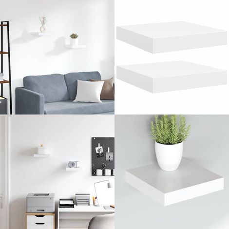 Schweberegale 2 Stk. Weiß 23x23,5x3,8 cm MDF - Schweberegale - Wandregale - Regalset - Weißes Regal - Modernes Regal - Home & Living (1/5)