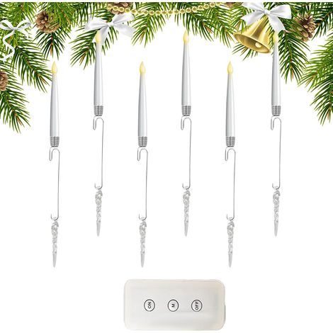 Bougies de Sapin de Noël avec Télécommande Décorations de Noël  Bougie LED à Motifs de Stalactites Oiseaux Volants et Élan avec Télécommande et Minuterie pour Arbre Maison Cheminée Fenêtre (1/5)