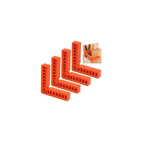 Lot de 4 pinces d'angle droit à 90 degrés, angle de positionnement de 4", règle d'angle en plastique, outil de travail du bois, support de recherche d'aide, outil de positionnement (1/5)