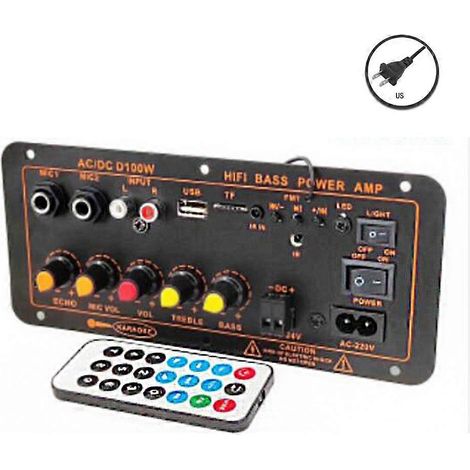Carte d'amplification audio BT5.0 30-120W pour caisson de basses à double microphone, prise AMPUS