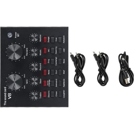 Table de Mixage Audio Professionnelle Noir en Métal Volume Réglable pour Streaming et Enregistrement Musical en Direct