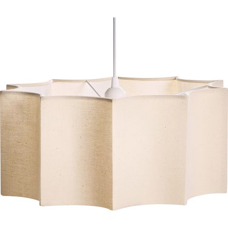Lámpara colgante con base metálica y pantalla cilíndrica de tela estilo moderno blanco/beige claro Luenha