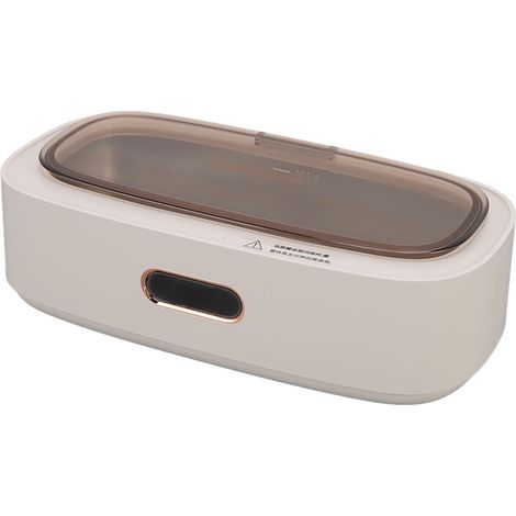Nettoyeur à ultrasons portable et compact à 4 vitesses pour lunettes, bijoux, cosmétiques, brosses et montres. 100-240 V, blanc, prise européenne. (1/5)