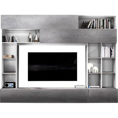 Parete attrezzata Boran bianco beton (1/4)