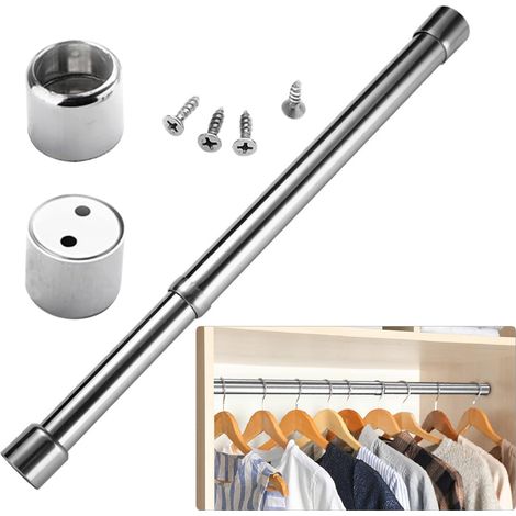 Wardrobe Tringle à Vêtements Extensible,31-51 cm Barre de Penderie en Acier Inoxydable Réglable Tringle à Vêtements Extensible Barre de Penderie Évolutif pour Salle de Bain, Placard, Armoire (1/5)