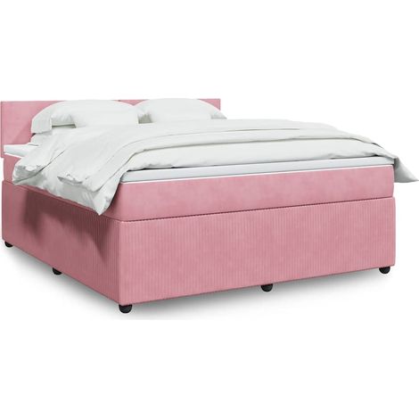 Boxspringbett mit Matratze Rosa 180x200 cm Samt
