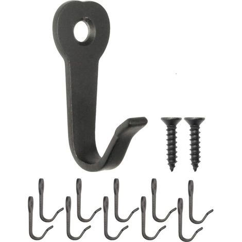 40 x 22 mm, schwarz, 10 Stück klassische Garderobenhaken, Eisenhaken, Metallhaken, Bilderhaken, Vintage-Stil (1/4)