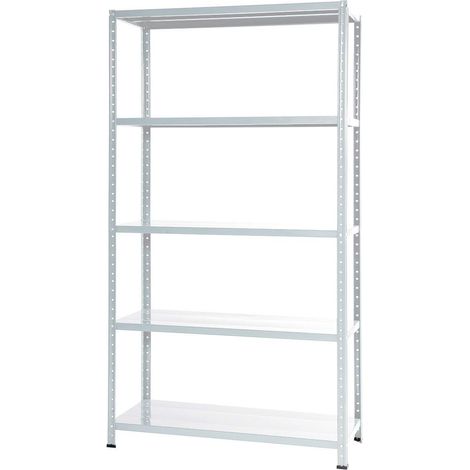 Grima KIT-F1BI51 Kit Bullone Scaffale Metallico 5 Ripiani Portata 400 Kg 100x40x185 cm colore Bianco (1/5)