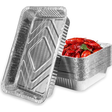 2200 ml Einweg-Aluminiumschale ohne Deckel – Lebensmittelbehälter für Grillen, Kochen, Küche und Catering – 31,5 x 20,5 x 5 cm