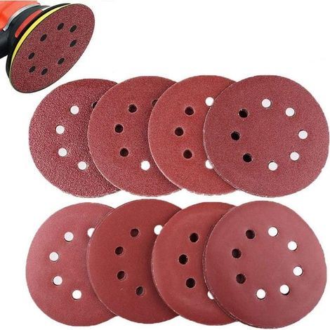 Disque de Ponçage, Lot de 80 Papier de Verre à Fixation en Nylonpour Ponceuse Excentrique Ø 125 mm Disques Abrasifs de 40/60/80/120/180/240/320/400 (10 disques par taille de grain) (1/5)