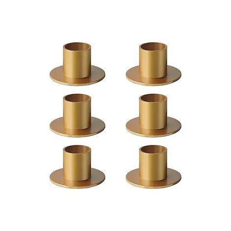 Set di candelabri a cono in metallo - Elegante centrotavola, ideale per decorazioni da tavola, matrimoni, anniversari e feste serali (6 pezzi, oro)