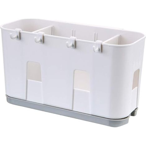 Porte-ustensiles de cuisine, 1 pièce, égouttoir à ustensiles, cage à cuillères (gris et blanc)-AquaForge (1/5)