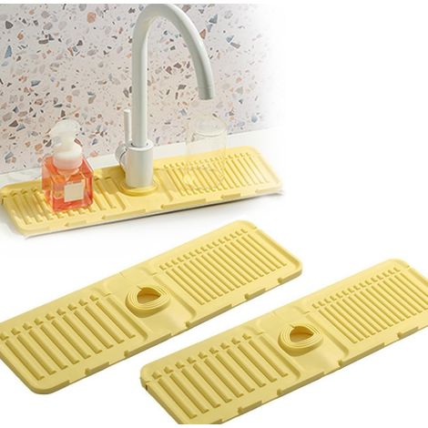 2PCS Tapis De Robinet, Silicone Alimentaire, Absorption Rapide, Anti-Éclaboussures, Pour Cuisine Et Salle De Bain (1/5)