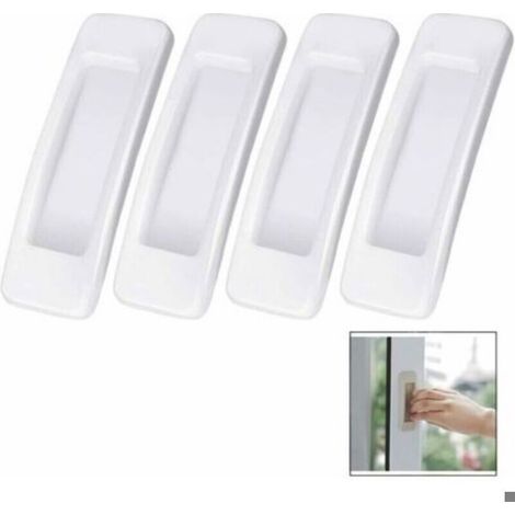 Poignée Autocollante Porte Coulissante - ABS Blanc - Pour Verre Carrelage Acier Inoxydable Marbre - 4 Pièces (1/4)
