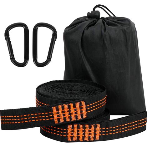 ZOLGINAH Paquete de 2 correas para hamaca con 2 mosquetones, correas colgantes para acampar de 300 cm con bolsa de transporte, extra fuertes, livianas y respetuosas con los árboles (1/5)