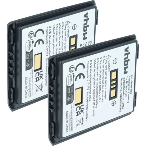 vhbw 2x Batería recargable compatible con Symbol MC659B, MC67 PDA (3600mAh, 3,7V, Li-Ion)