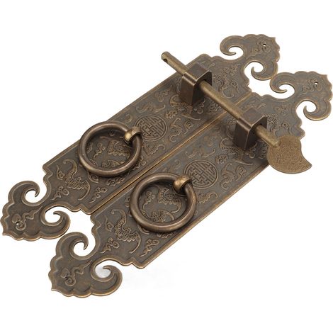 Poignée de tirage antique chinoise nuages porte-bonheur, poignée de tiroir épaissie élargie 19,5 cm, poignée rétro pour armoire (1/5)