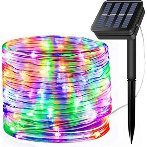 Lampes à Cordes Solaires Tube, 39ft / 12M 100LED étanche en Cuivre Tube en Fil de Cordes pour Jardin, Chemin, Clôture, Escalier, Arrière cour, Patio Décoratif (Multicolore) (1/5)
