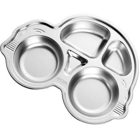 Plateau compartimenté en acier inoxydable de qualité alimentaire, motif coccinelle, résistant aux chocs, idéal pour les enfants d'âge préscolaire. (1/5)