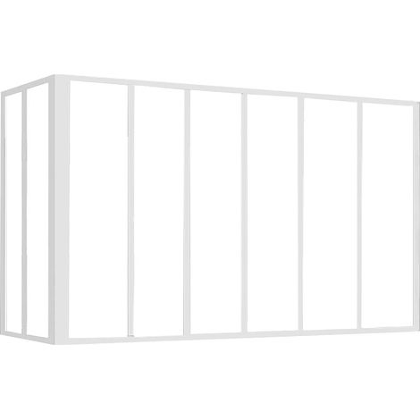Vetrata angolare L180 x L60 x H105 cm in Alluminio termolaccato Bianco Stile atelier - BAYVIEW