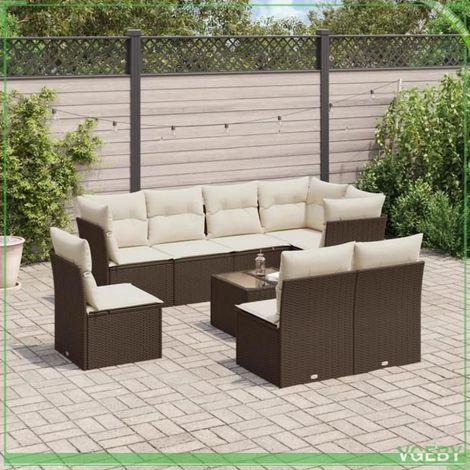 Salon de jardin - 9 pcs modulaire 7291712419362 - Résine tressée - Rangements avec sacs étanches - Coussins déhoussables (1/3)