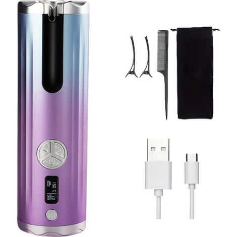 Fer à friser sans fil en céramique–6 réglages de température–Chauffage rapide–Format voyage–Pour des ondulations et des boucles (1/5)