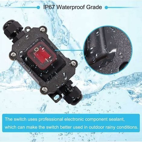 IP67 wasserdichter Kabelschalter, Ein/Aus-Leitungsschalter, Wippschalter, 220 V AC, wasserdichter DPST-Stecker, 4 Anschlüsse mit roter LED, dualer Ein- und Ausgang, H-K062-KCD4-201N-RW-220V-LS (1/4)