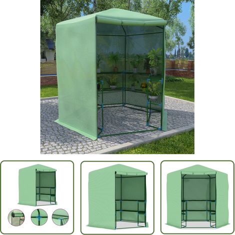 The Living Store Serre avec étagères Acier 227x223 cm - Serre Jardin - Serre Verte - Abri Jardin - Protection Plantes - Serres De Jardin (1/5)