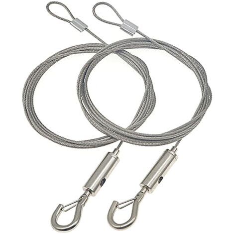 2PCS Câble en Acier Inoxydable Fil de Suspension Réglable 2m×1.5mm pour Accrocher Panneau Vêtements Lumières Photos Rideaux(Charge Maximale 30KG) (1/4)