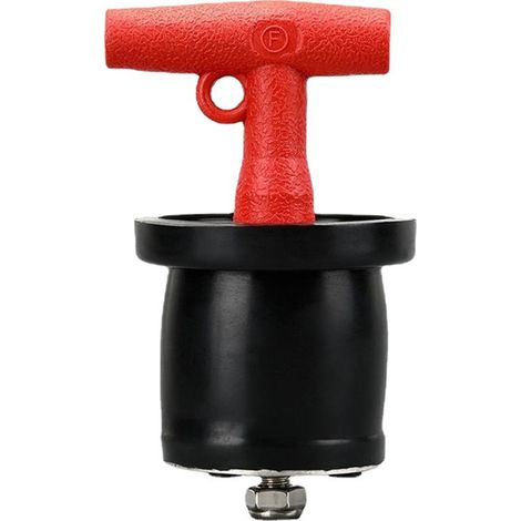 Stainless steel drain plug for marine deck sealing and drainage - 232487 135-155mm, red handle - (1/4)
