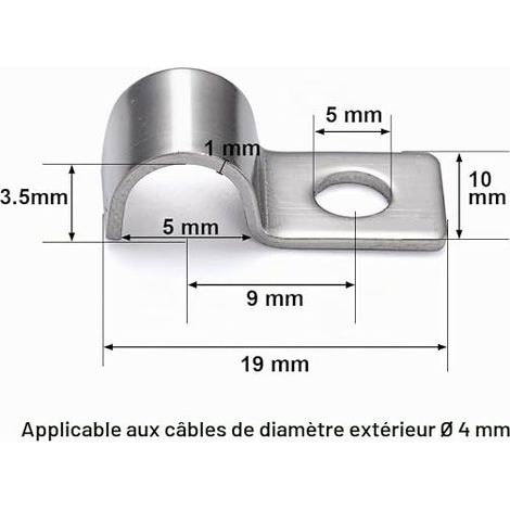 P-Clip For Cables One Hole Clips Stainless Steel Tube Clamp Clips For Fixing Cables and Wires Ø 4mm (1/4)